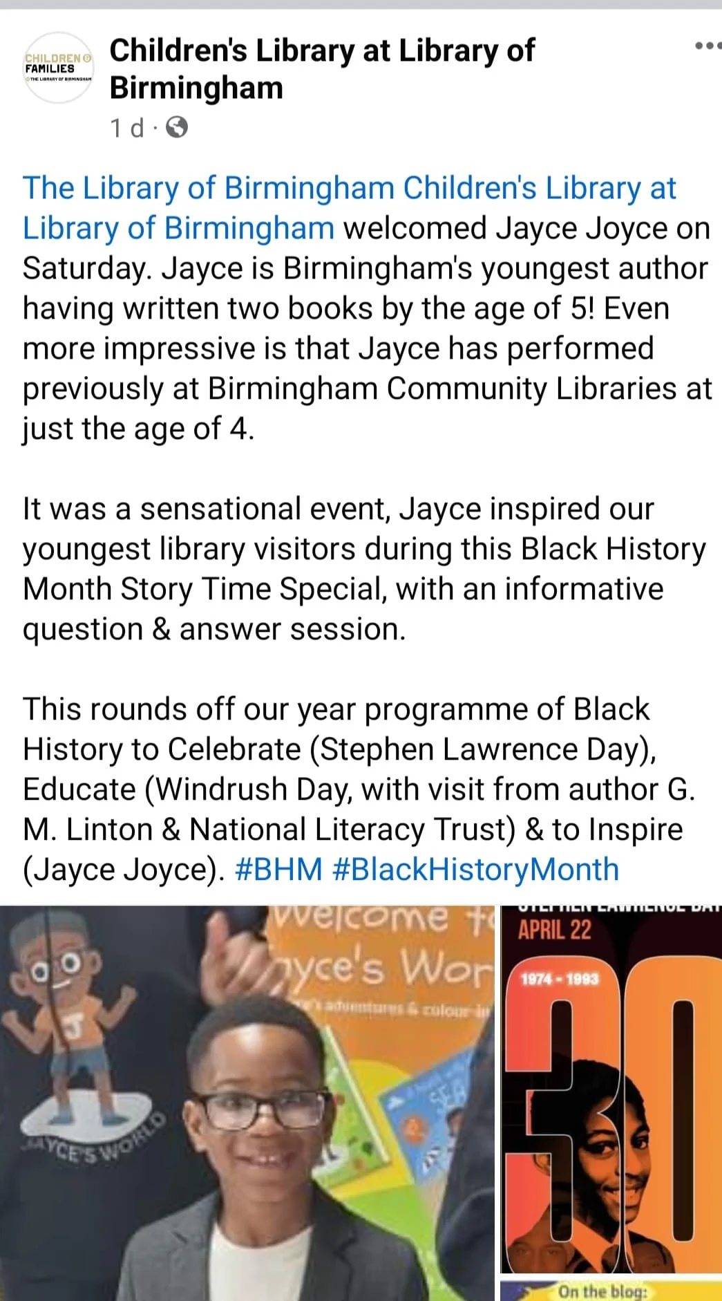 Birmingham Children's Library — venue for Jayce Joyce's storytime sessions