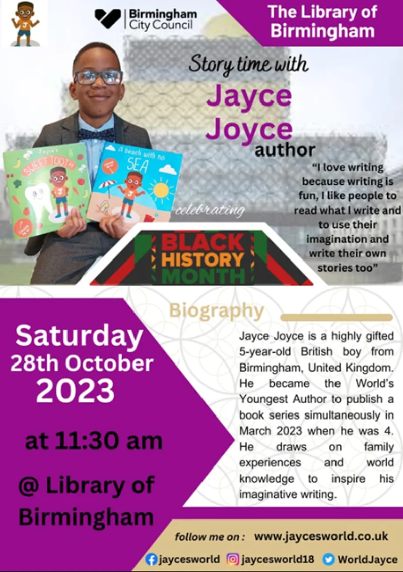 Jayce Joyce performing a storytime session at the Library of Birmingham