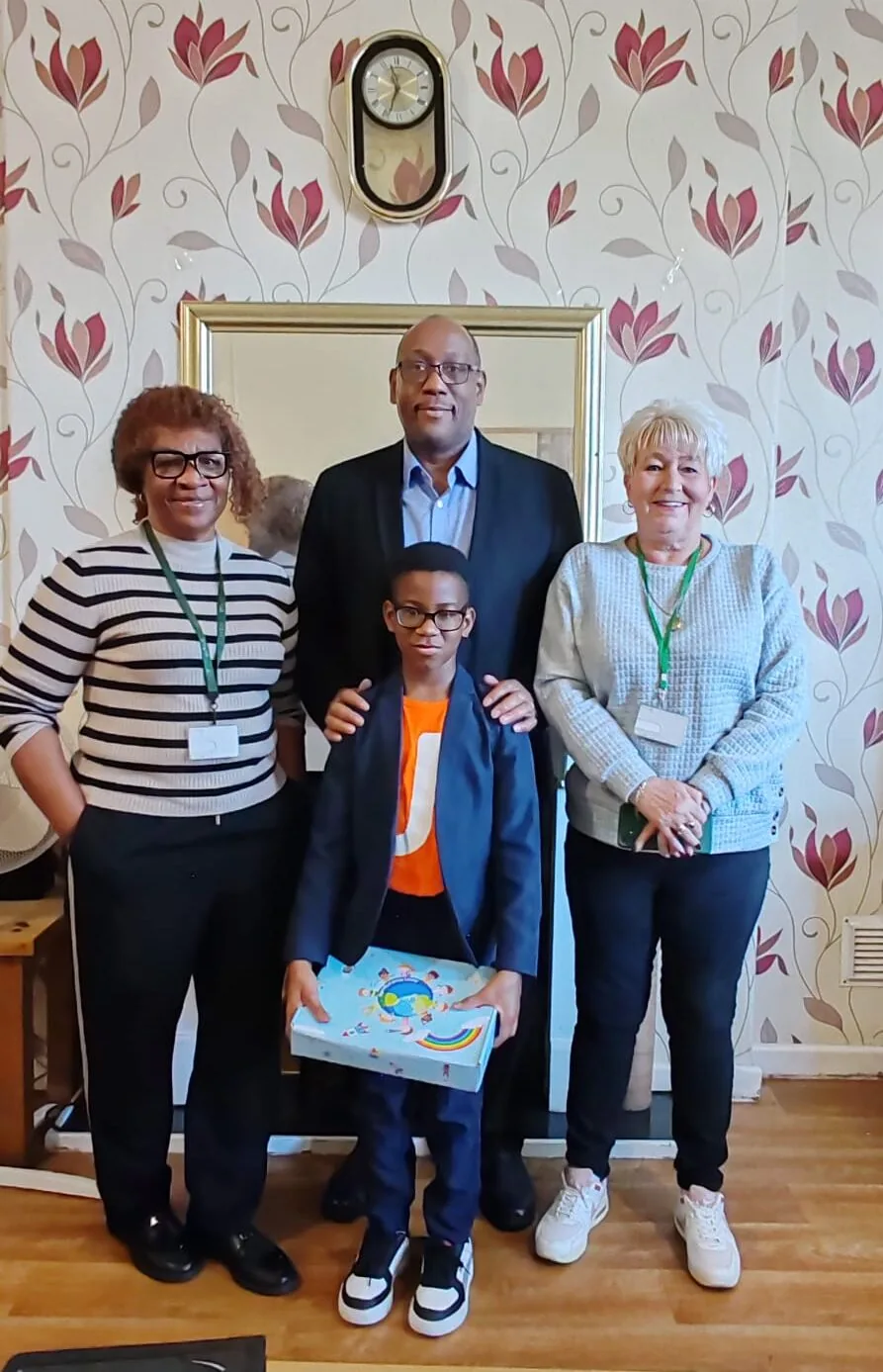 Jayce Joyce performing a storytime session at a care home
